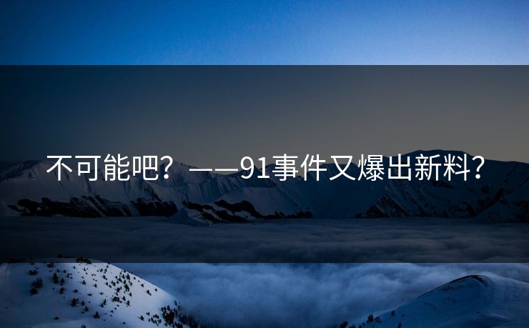 不可能吧？——91事件又爆出新料？