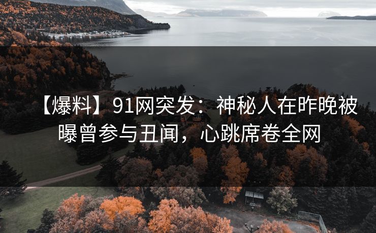 【爆料】91网突发：神秘人在昨晚被曝曾参与丑闻，心跳席卷全网